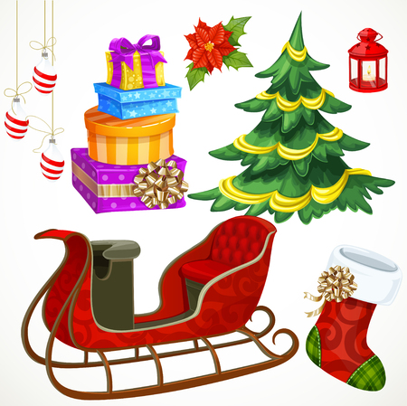 Set of Christmas decorationsのイラスト素材