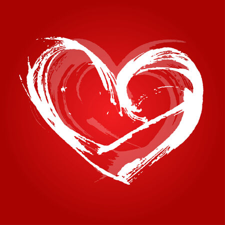 Valentine card heart painted with white paint a broad brush 1のイラスト素材
