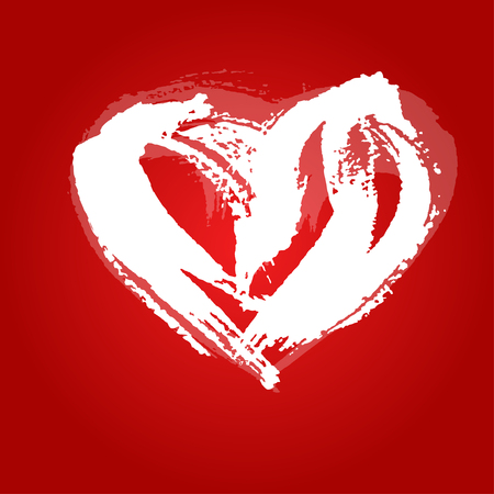 Valentine card heart painted with white paint a broad brush 3のイラスト素材
