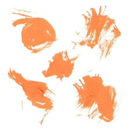 Set texture orange paint smears on white background のイラスト素材