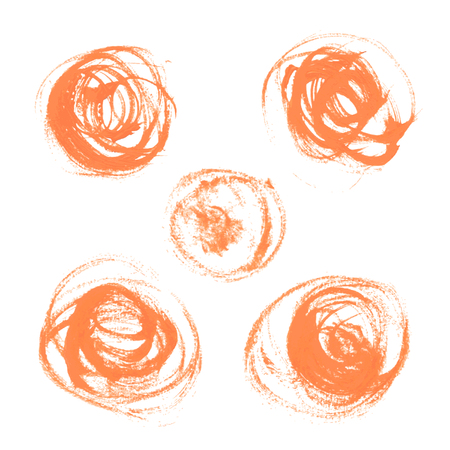 Set texture orange paint smears on white background のイラスト素材