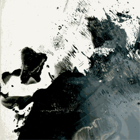 Abstract black paint monotypy. Vector backgroundのイラスト素材