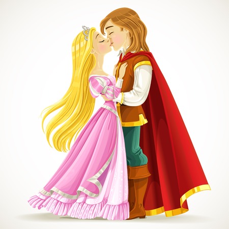 Handsome prince kisses the princessのイラスト素材