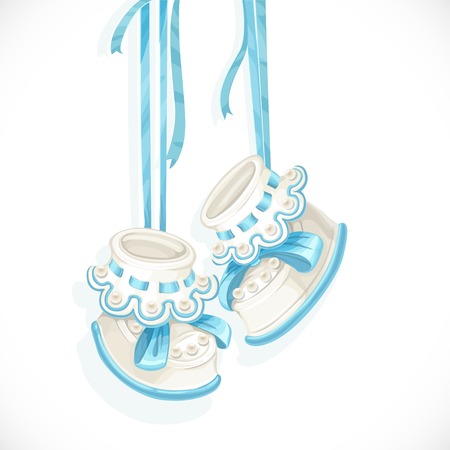 Baby blue booties isolated on a white backgroundのイラスト素材
