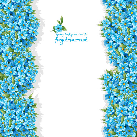 Spring forget-me-not borders on white backgroundのイラスト素材