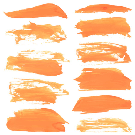 Abstract realistic smears orange gouache paint on white paper のイラスト素材