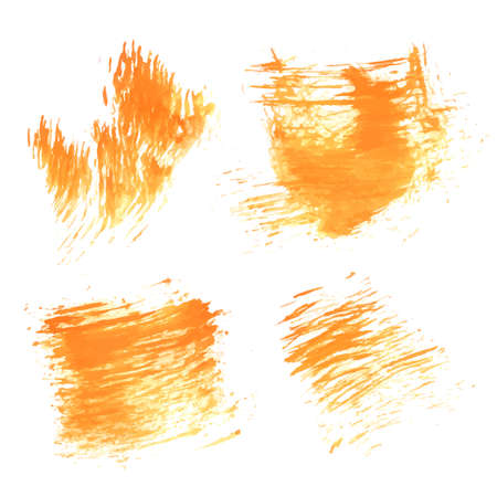 Abstract realistic smears orange paint on white paper のイラスト素材