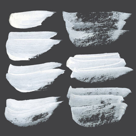Abstract realistic strokes drawn thick white paint on black paper のイラスト素材