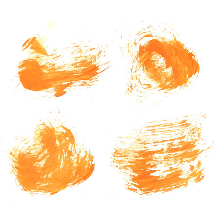 Abstract realistic wet smears orange paint on white paper  のイラスト素材