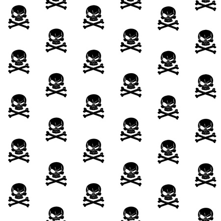 skull or danger sign on white seamless backgroundのイラスト素材