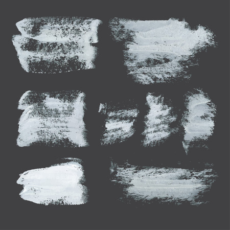 Realistic strokes drawn thick white paint on black paper のイラスト素材