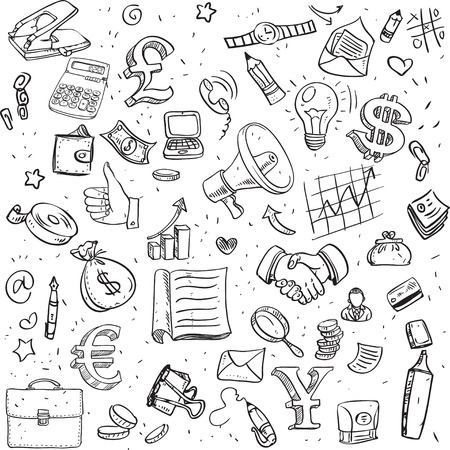 Seamless pattern of black doodles on business themeのイラスト素材