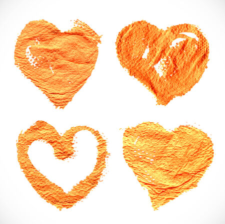 Abstract orange textural heart shape printsのイラスト素材