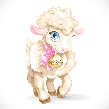 Cute little sheep isolated on a white backgroundのイラスト素材