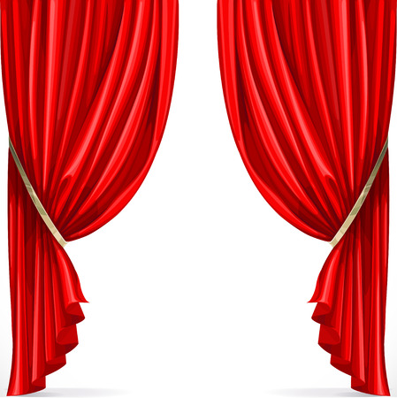 Red curtain collected in folds ribbon isolated on a white backgroundのイラスト素材