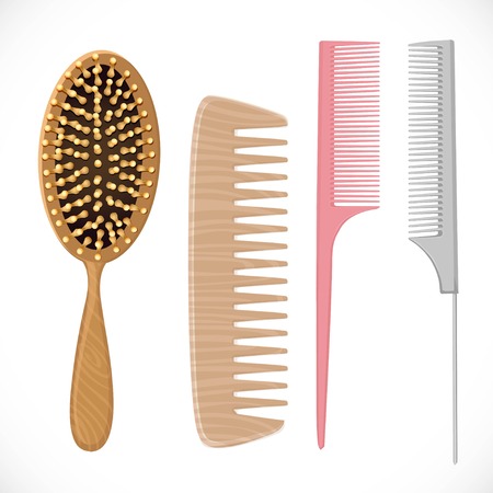 Hair combs set isolated on a white backgroundのイラスト素材
