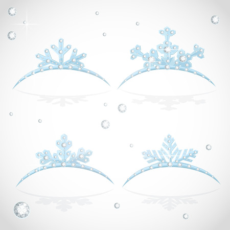 Blue Crown tiara snowflakes shaped for Christmas ballのイラスト素材