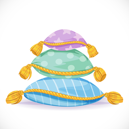 Pile of pillows with tassels isolated on a white backgroundのイラスト素材