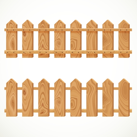 Wooden fence from short planking isolated on white backgroundのイラスト素材