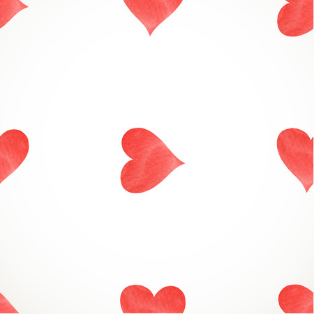 Vintage geometric seamless vector pattern of red hand drawn watercolor paint hearts 2のイラスト素材