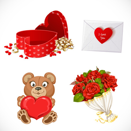 Icons set Gifts Valentine's Day isolated on white backgroundのイラスト素材