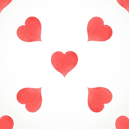 Vintage seamless pattern from red hand drawn watercolor hearts vectorのイラスト素材