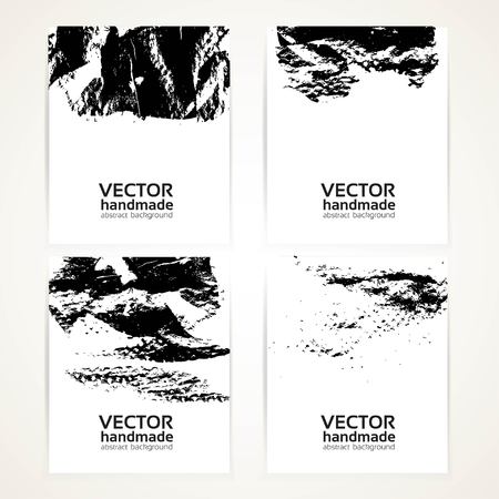 Abstract black and white brush texture prints banners set 1のイラスト素材