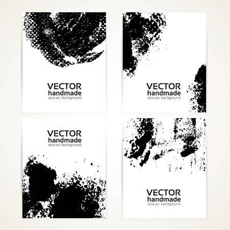 Abstract black and white texture handdrawing on  banner set 2のイラスト素材