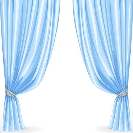Blue curtain isolated on a white backgroundのイラスト素材