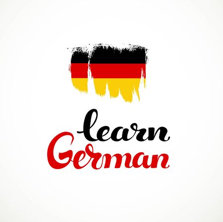 Learn German calligraphic inscription on a white backgroundのイラスト素材