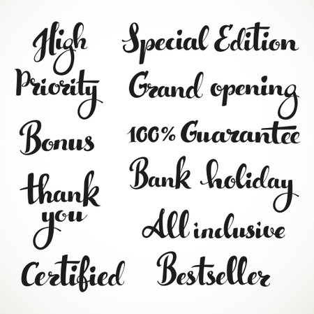 High priority, spesial edition, all inclusive... inscription on a white backgroundのイラスト素材