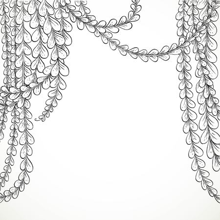 Liana black and white graphics for coloring book isolated on white backgroundのイラスト素材