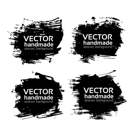 Four rectangular abstract black textured strokes vector objects isolated on a white backgroundのイラスト素材