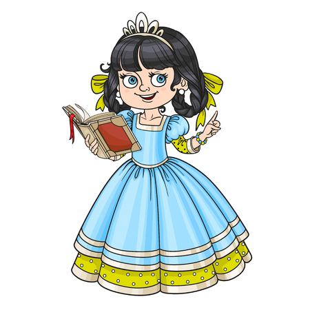 Beautiful princess read book isolated on white backgroundのイラスト素材