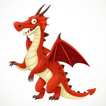 Cute cartoon red dragon isolated on a white backgroundのイラスト素材
