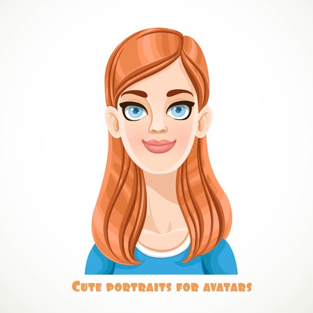Cute redhead young woman portrait for avatar isolated on a white backgroundのイラスト素材