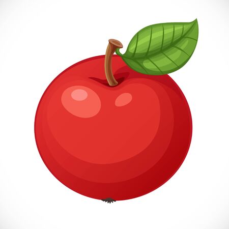 Red with a green leaf.のイラスト素材