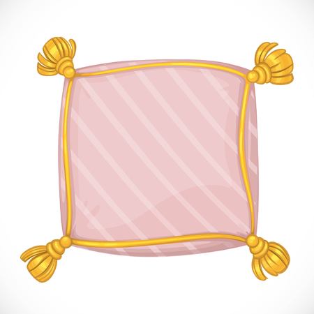 Pink square pillow with tassels.のイラスト素材