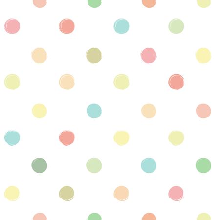 Seamless pattern from pastel shades of yellow, orange, red, green round textured smears on a white backgroundのイラスト素材