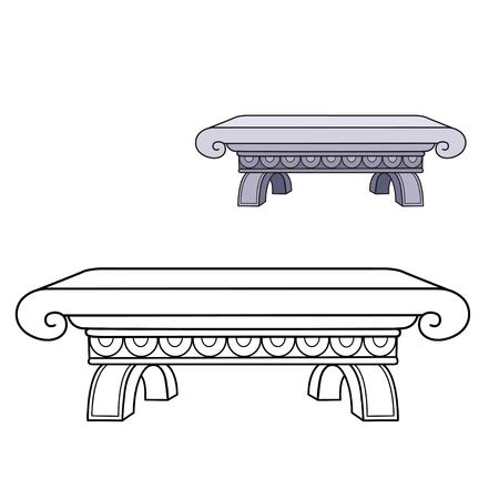 Marble bench color and outlined picture for coloring book on white backgroundのイラスト素材