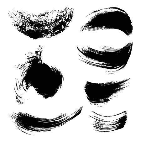 Abstract black ink strokes set isolated on a white backgroundのイラスト素材