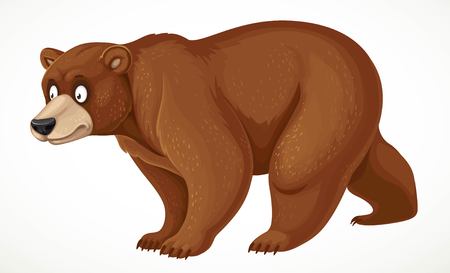 Cute cartoon bear stands on four legs isolated on white backgroundのイラスト素材