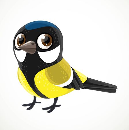 Cute cartoon tomtit isolated on white backgroundのイラスト素材