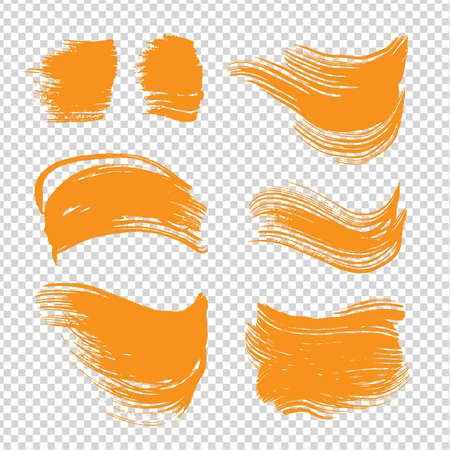 Abstract textured orange even strokes set on imitation transparent backgroundのイラスト素材