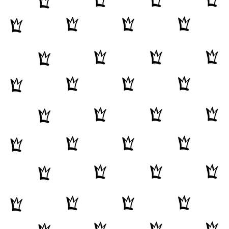 Seamless pattern from brush strokes crowns on white backgroundのイラスト素材