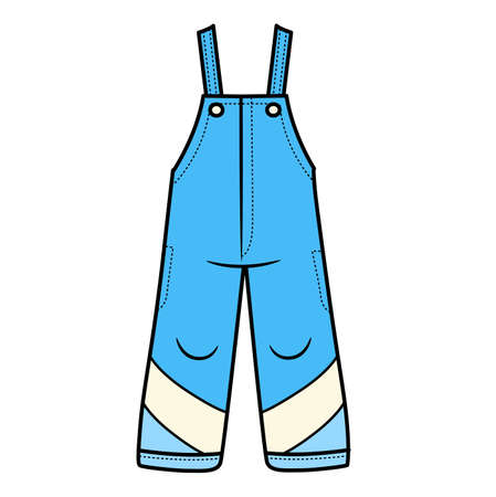 Blue winter insulated pants with straps for boy color variation for coloring on a white backgroundのイラスト素材