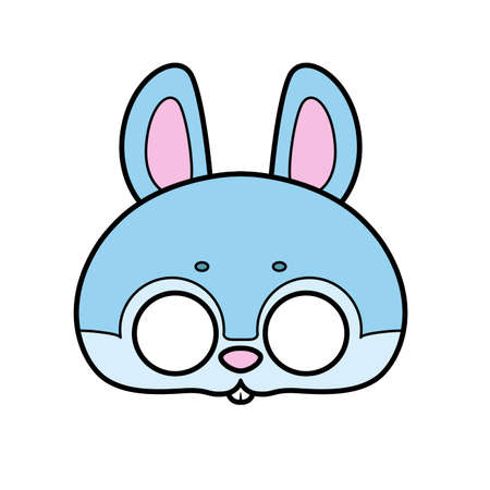 Bunny mask with eye slits outline for coloring on a white backgroundのイラスト素材