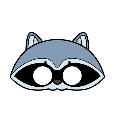 Raccoon mask with eye slits color variation for coloring page isolated on white backgroundのイラスト素材