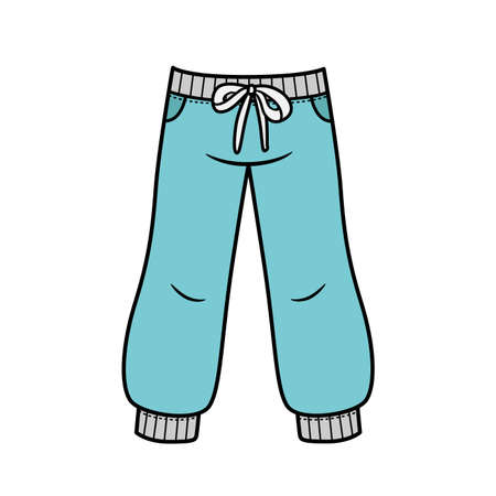 Drawstring jersey sweatpants  for girls color variation for coloring page isolated on white backgroundのイラスト素材