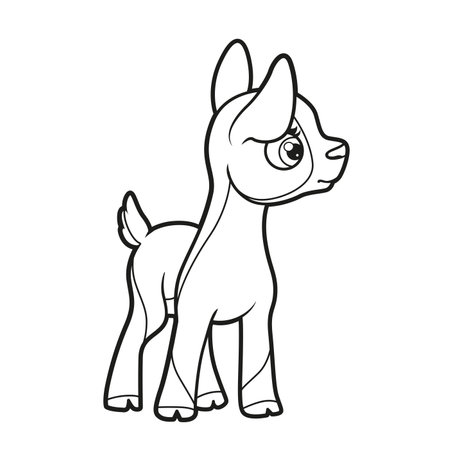 Cute cartoon goatling outlined for coloring page on white backgroundのイラスト素材